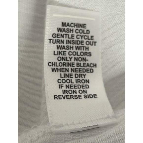 C Est 1946 White Crochet Yoke Ruffle Long Sleeve Blouse XL Minimalist Lt Weight - Picture 15 of 16